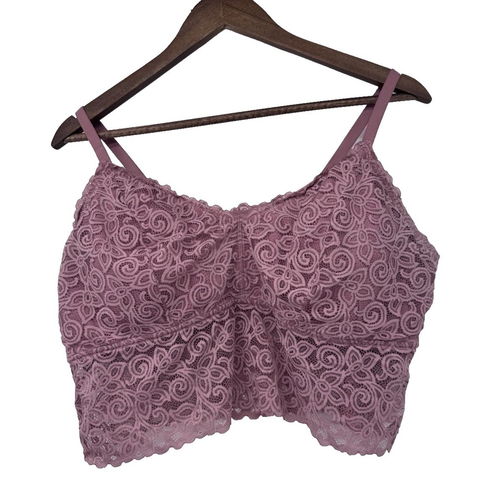 Tranquil & True 3X Lace Padded Pink Pullover‎ Bralette sheer fairy romantic
